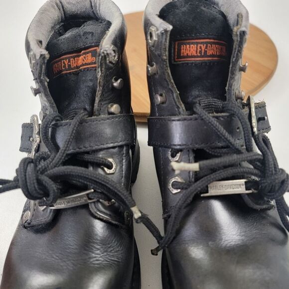 Harley Davidson Black Leather Moto Combat Buckle Boots Women's shoe size 6.5 - Picture 7 of 16